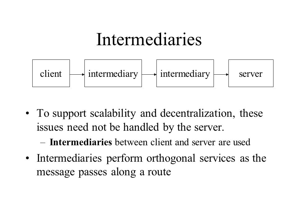Intermediaries client. intermediary. intermediary. server.