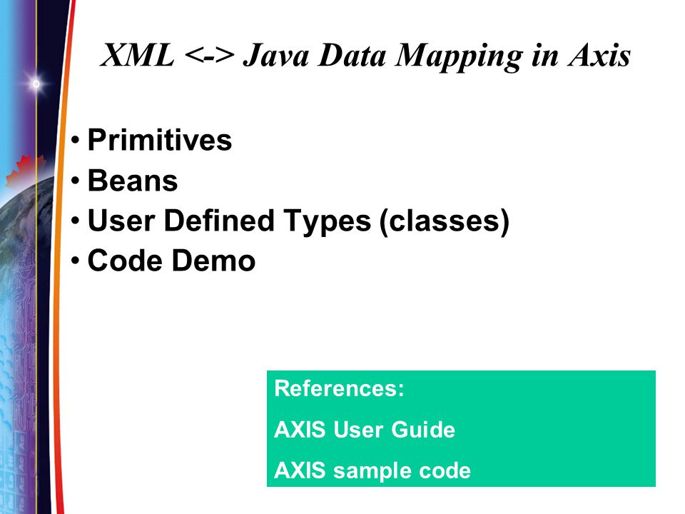 XML <-> Java Data Mapping in Axis