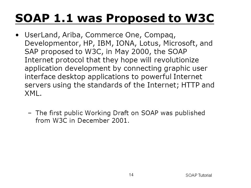 SOAP 1.1 was Proposed to W3C