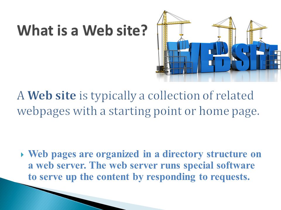What is a Web site A Web site is typically a collection of related webpages with a starting point or home page.