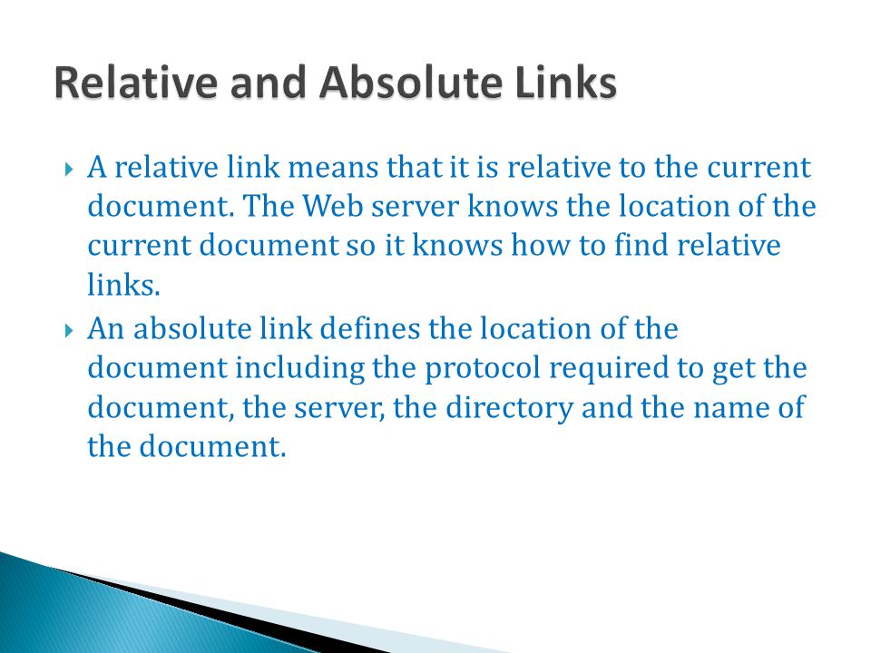 Relative and Absolute Links