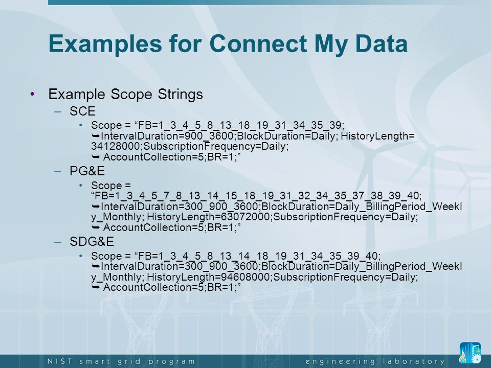 Examples for Connect My Data