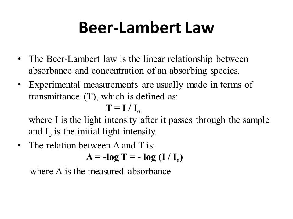 explain the beer lambert law