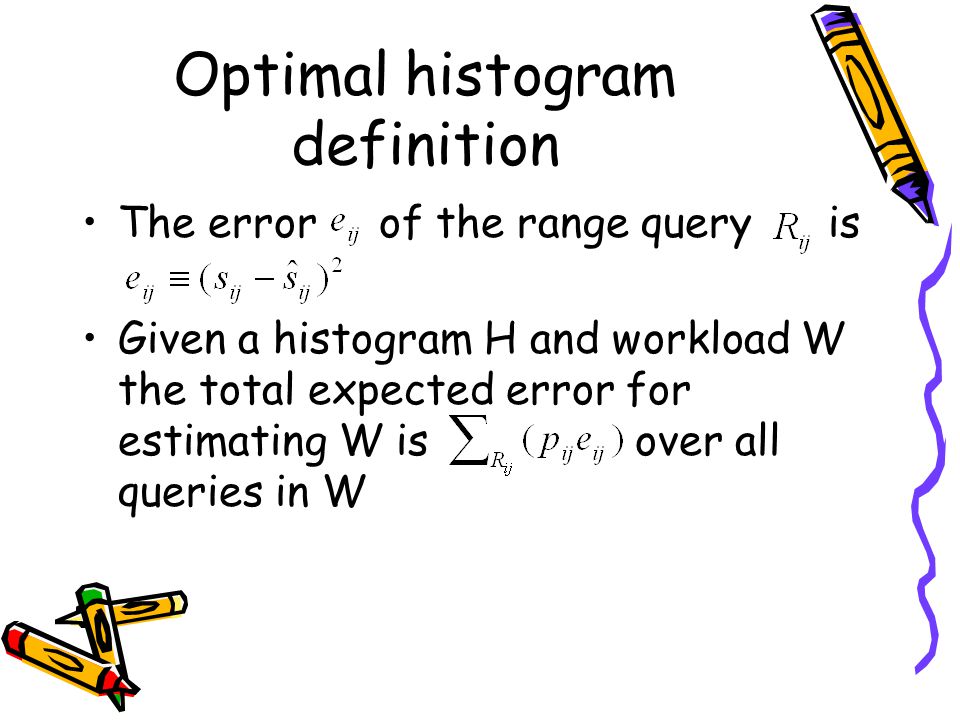Optimal histogram definition