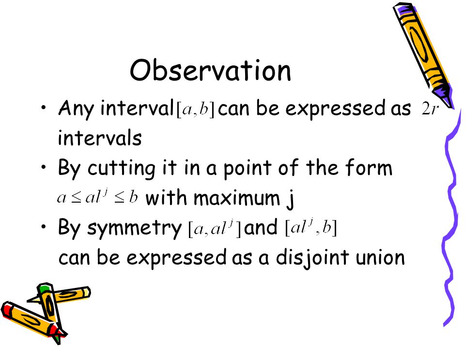 Observation Any interval can be expressed as intervals