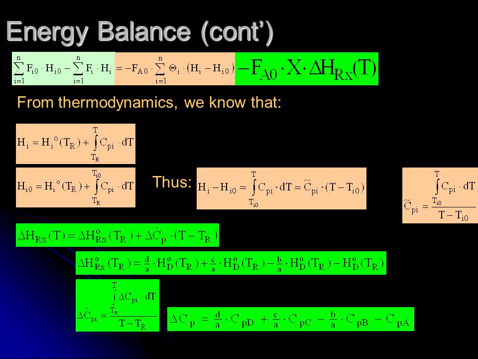Energy Balance (cont’)