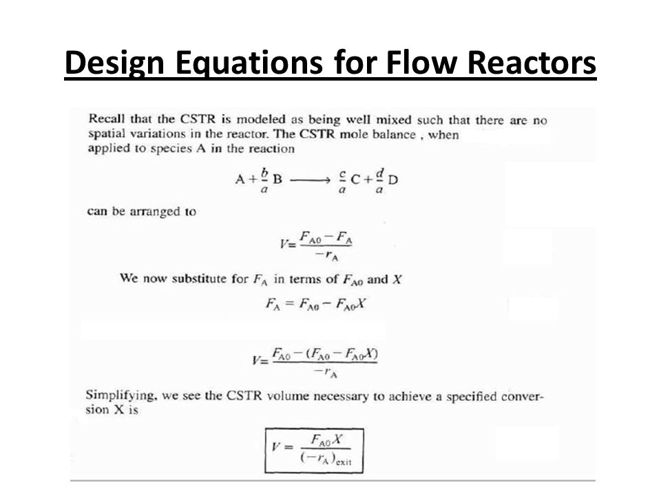 Design Equations for Flow Reactors