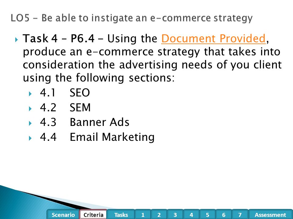 LO5 - Be able to instigate an e-commerce strategy