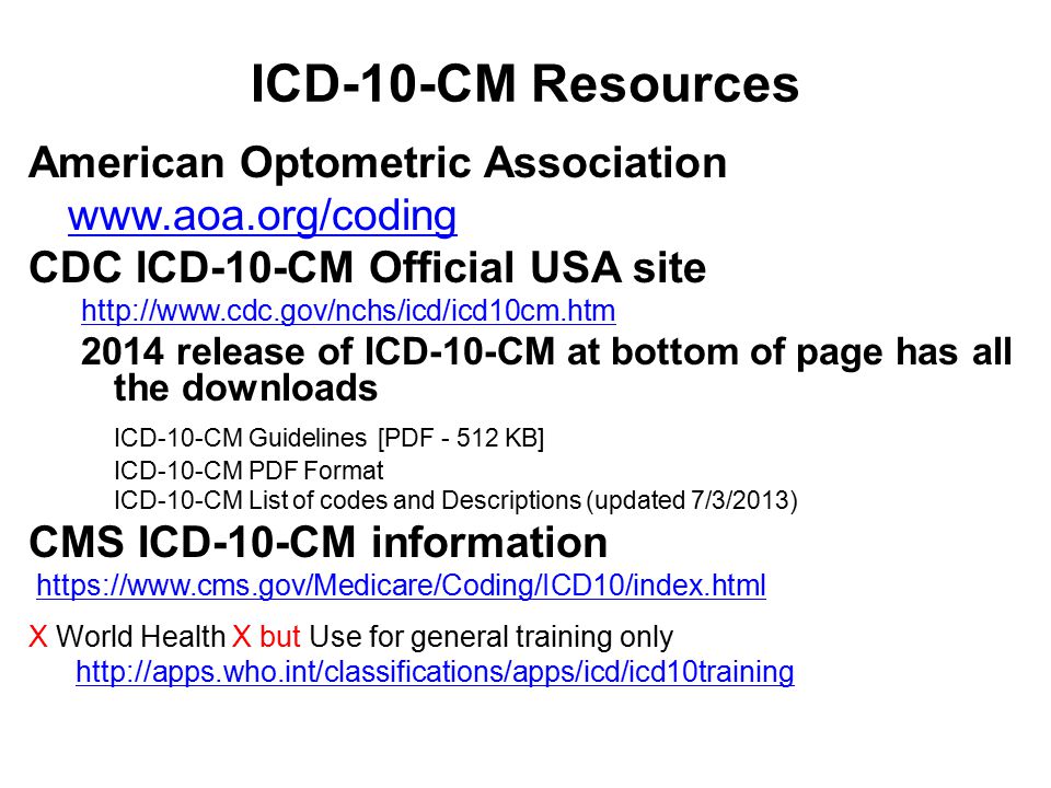 ICD-10-CM Resources American Optometric Association