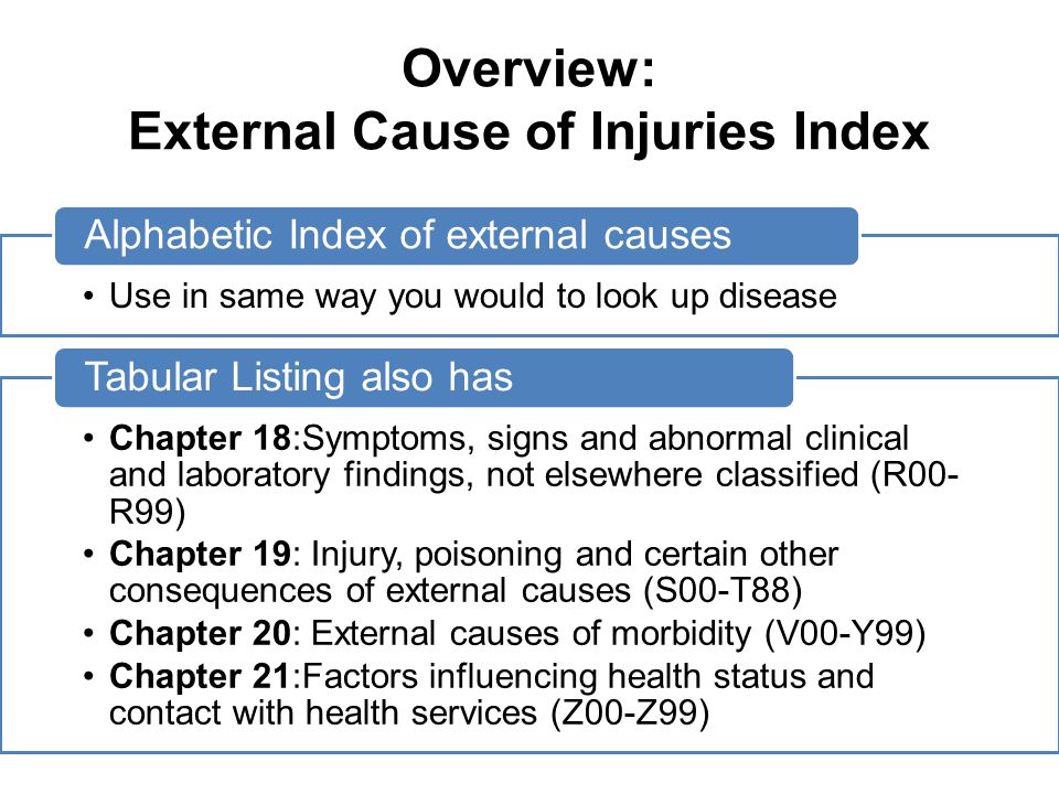 Overview: External Cause of Injuries Index