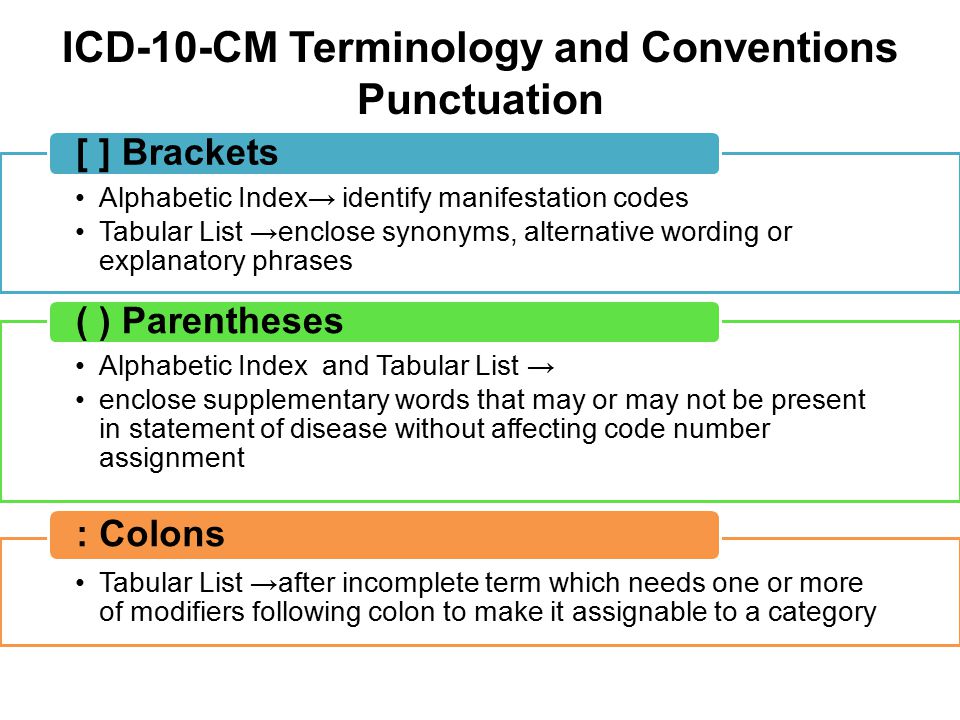 ICD-10-CM Terminology and Conventions Punctuation