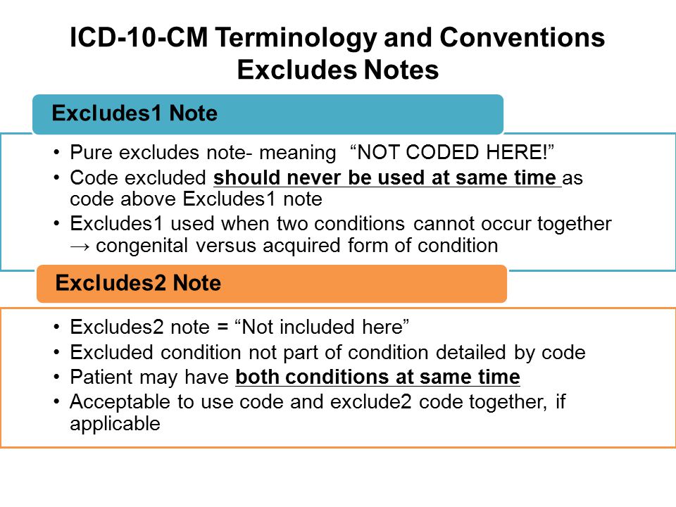 ICD-10-CM Terminology and Conventions Excludes Notes