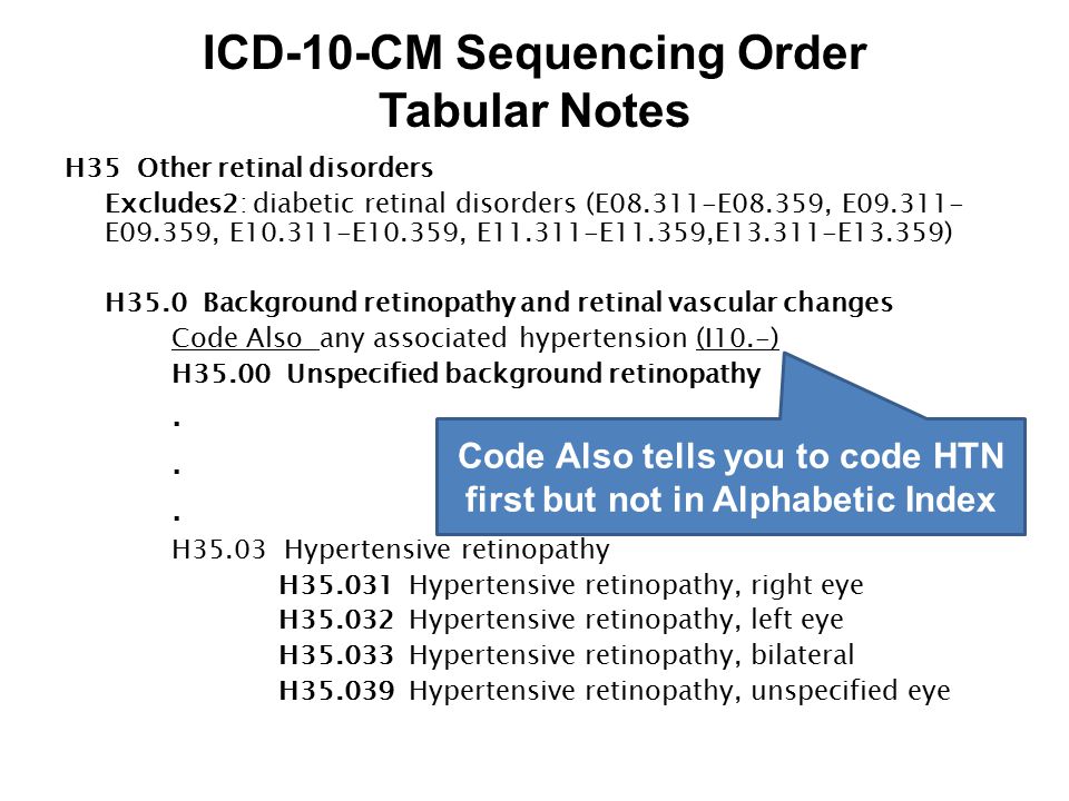 ICD-10-CM Sequencing Order Tabular Notes