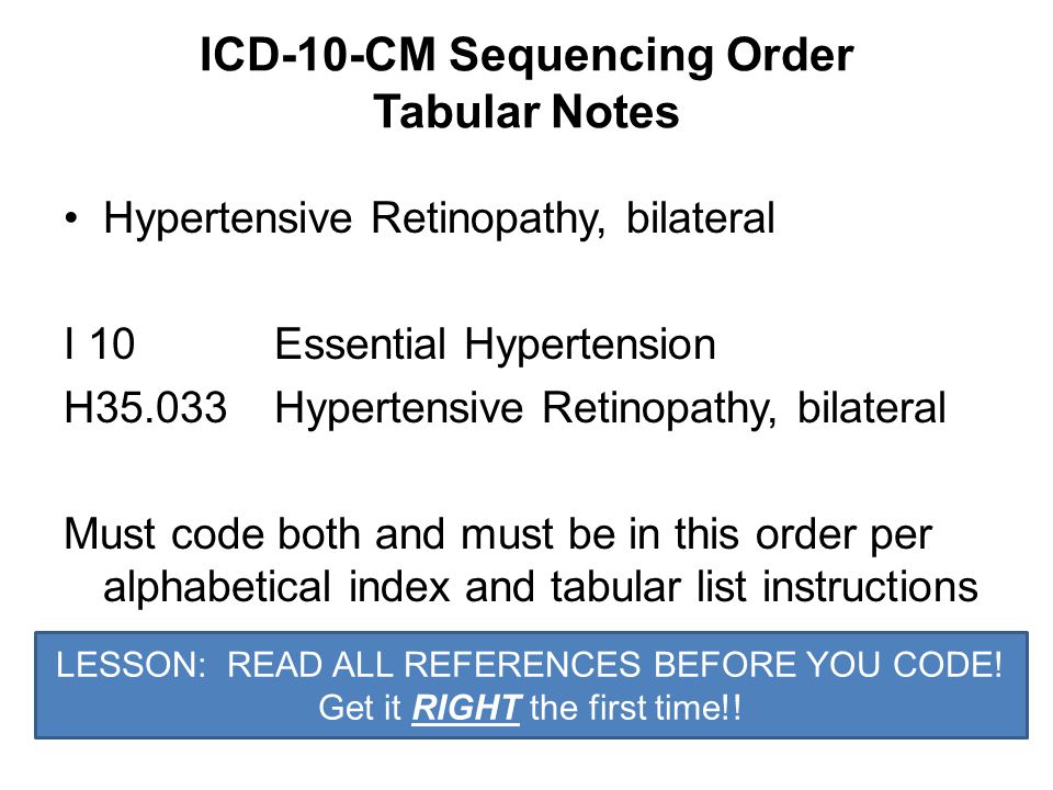 ICD-10-CM Sequencing Order Tabular Notes