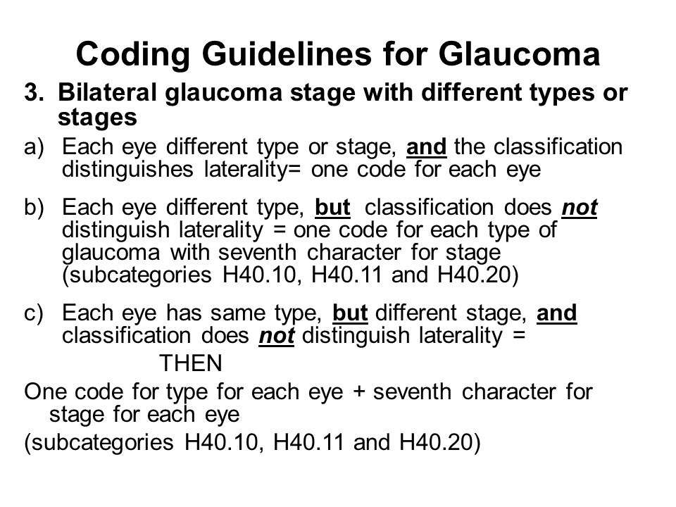 Coding Guidelines for Glaucoma