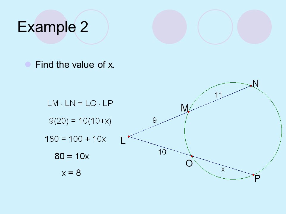Example 2 Find the value of x.