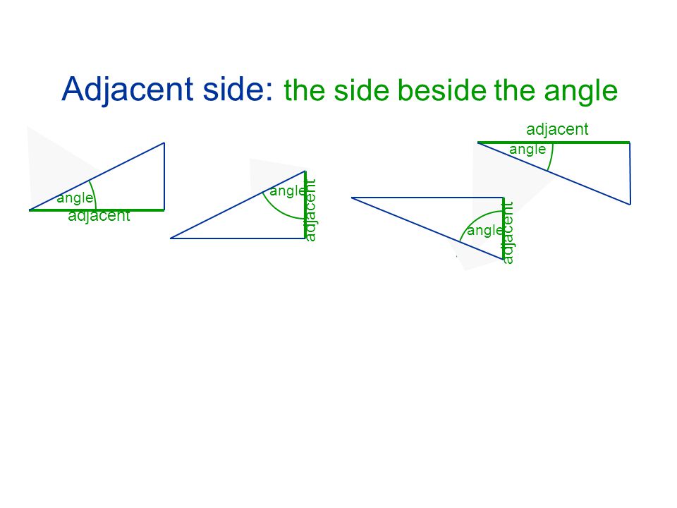 Adjacent side: the side beside the angle