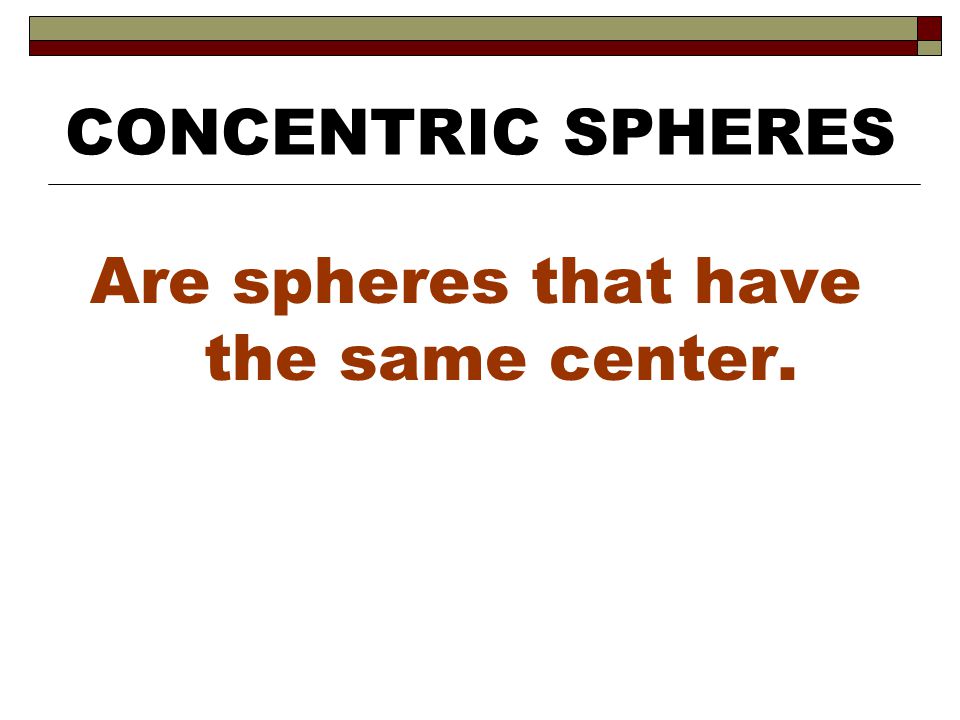 Are spheres that have the same center.