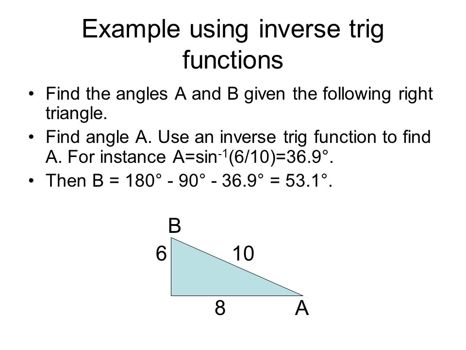 Example using inverse trig functions