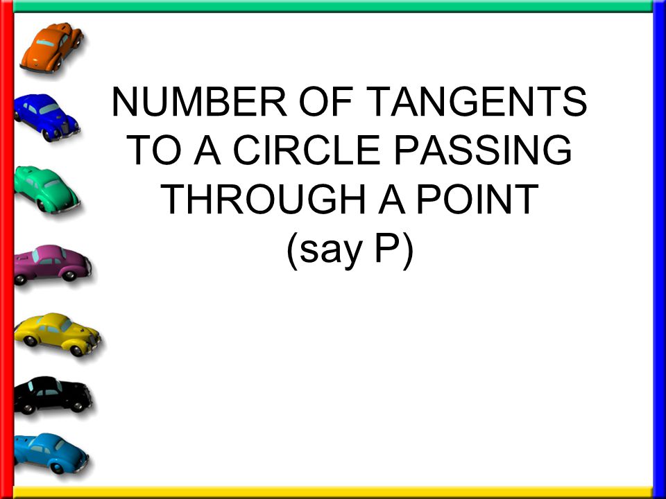 NUMBER OF TANGENTS TO A CIRCLE PASSING THROUGH A POINT (say P)