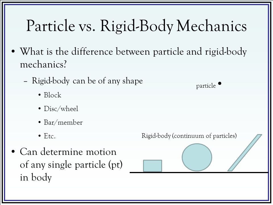 Particle vs. Rigid-Body Mechanics - ppt video online download