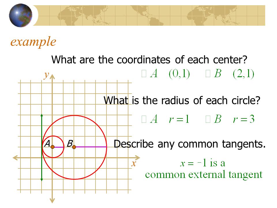 example What are the coordinates of each center y