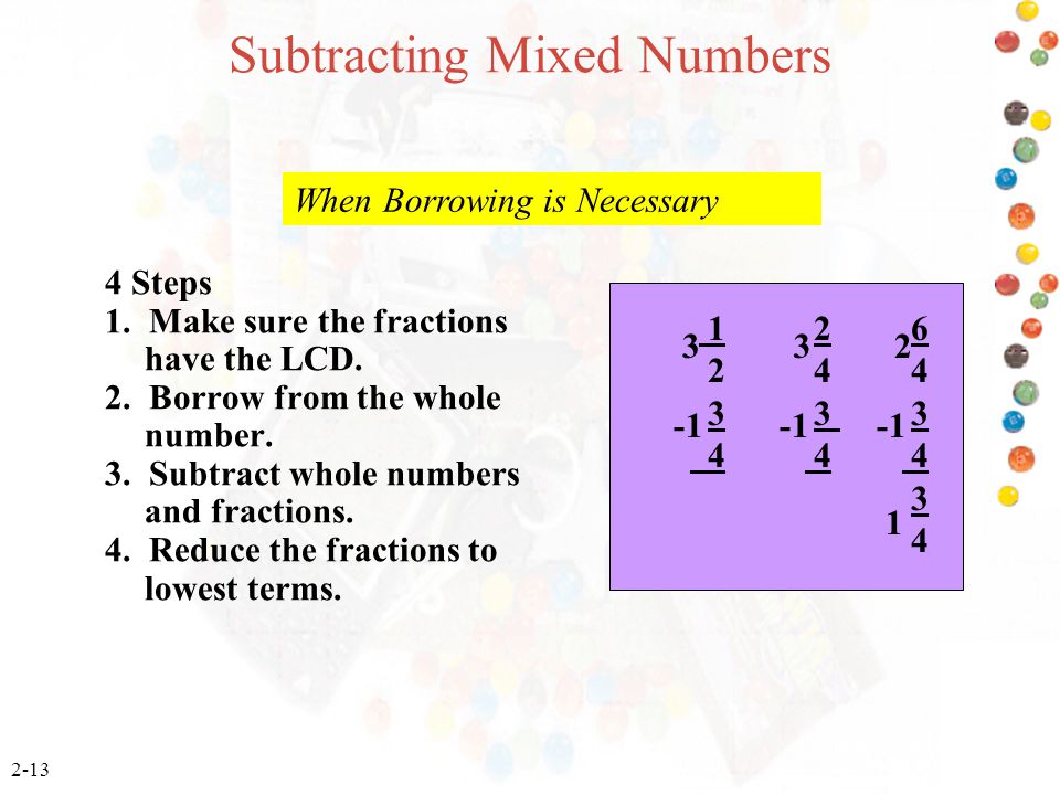Subtracting Mixed Numbers