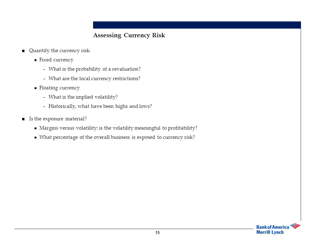 Assessing Currency Risk