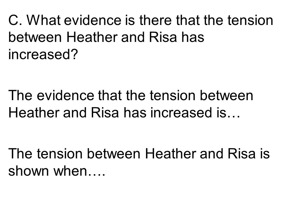 C. What evidence is there that the tension between Heather and Risa has increased