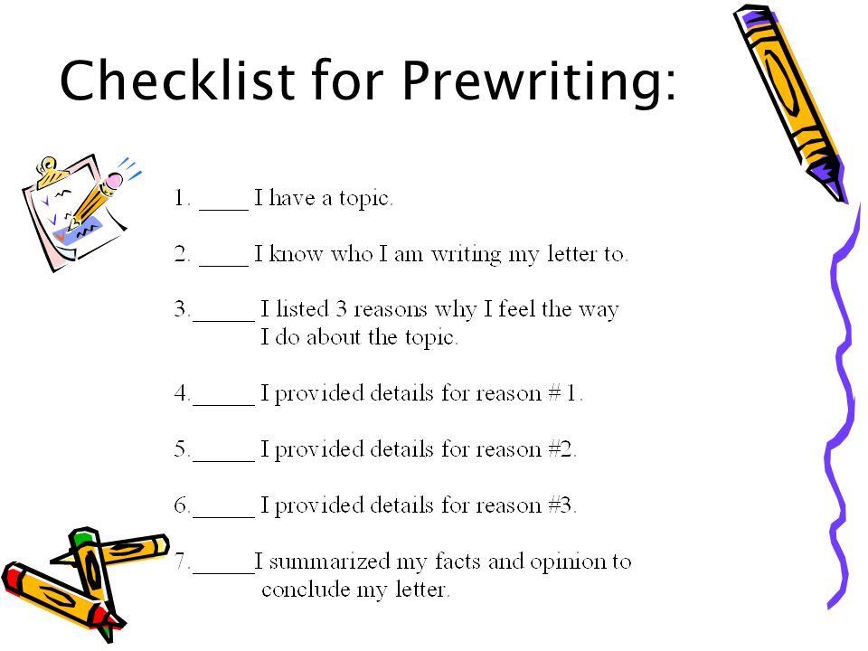 Checklist for Prewriting: