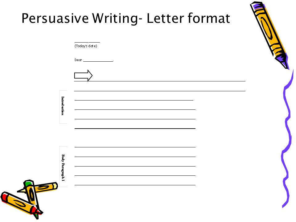 Persuasive Writing- Letter format