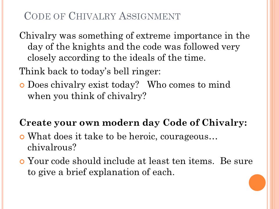modern code of chivalry