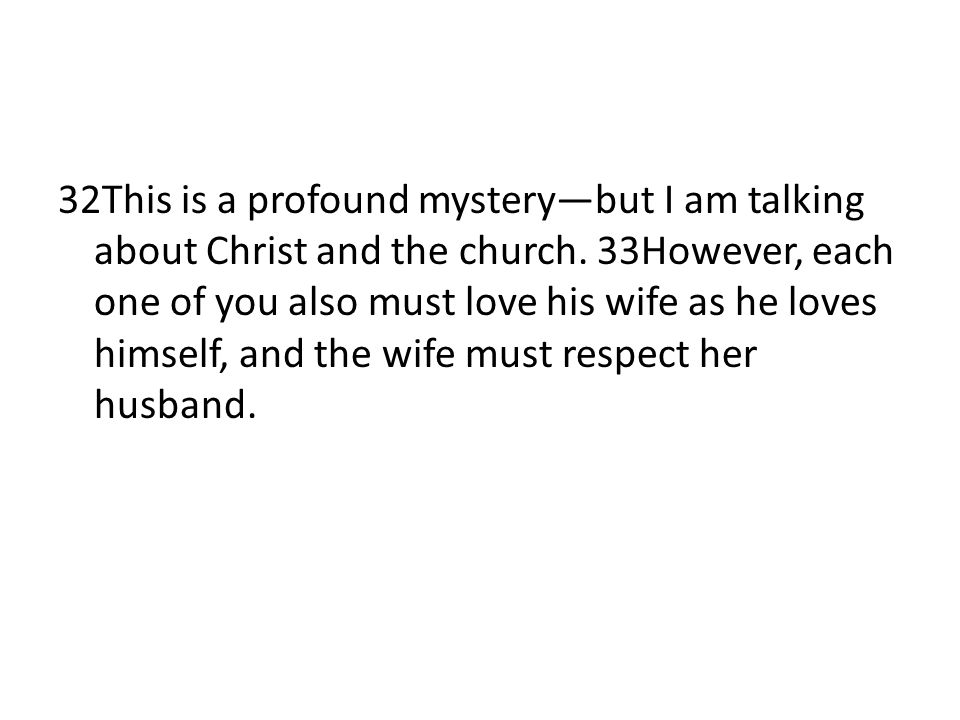 32This is a profound mystery—but I am talking about Christ and the church.