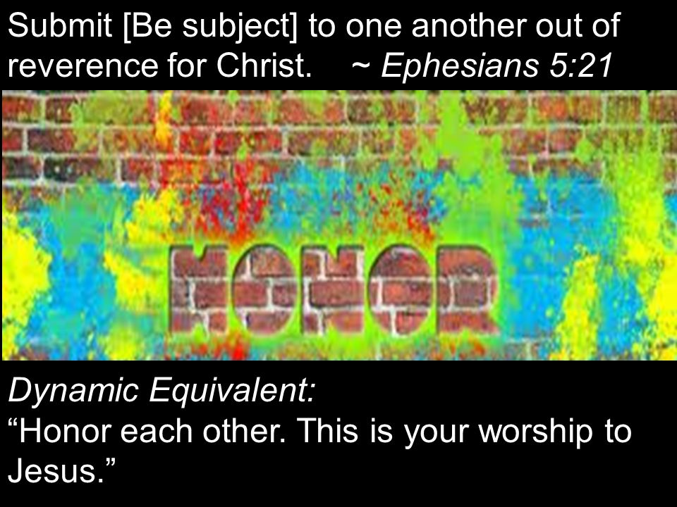 Submit [Be subject] to one another out of reverence for Christ