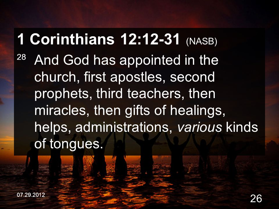 1 Corinthians 12:12-31 (NASB)