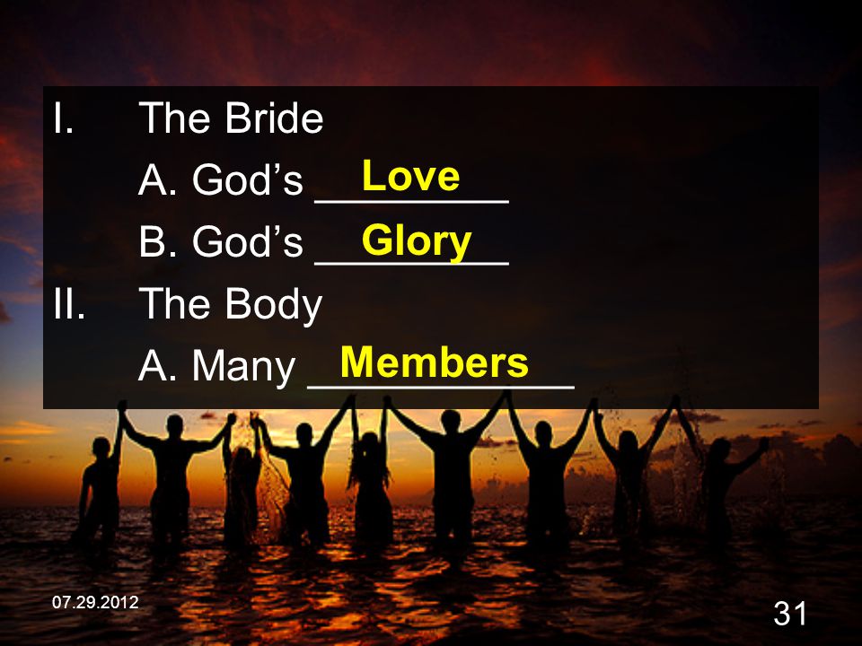 The Bride A. God’s ________ B. God’s ________ Love The Body