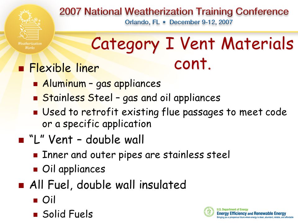 Venting Category Chart