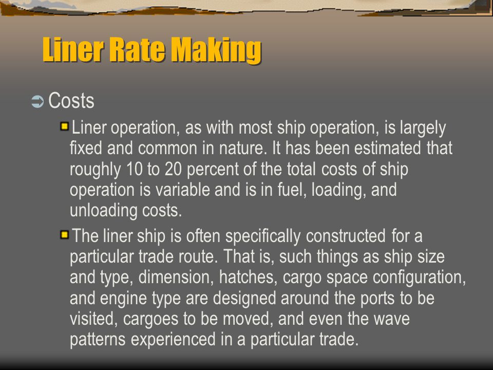 Liner Rate Making Costs