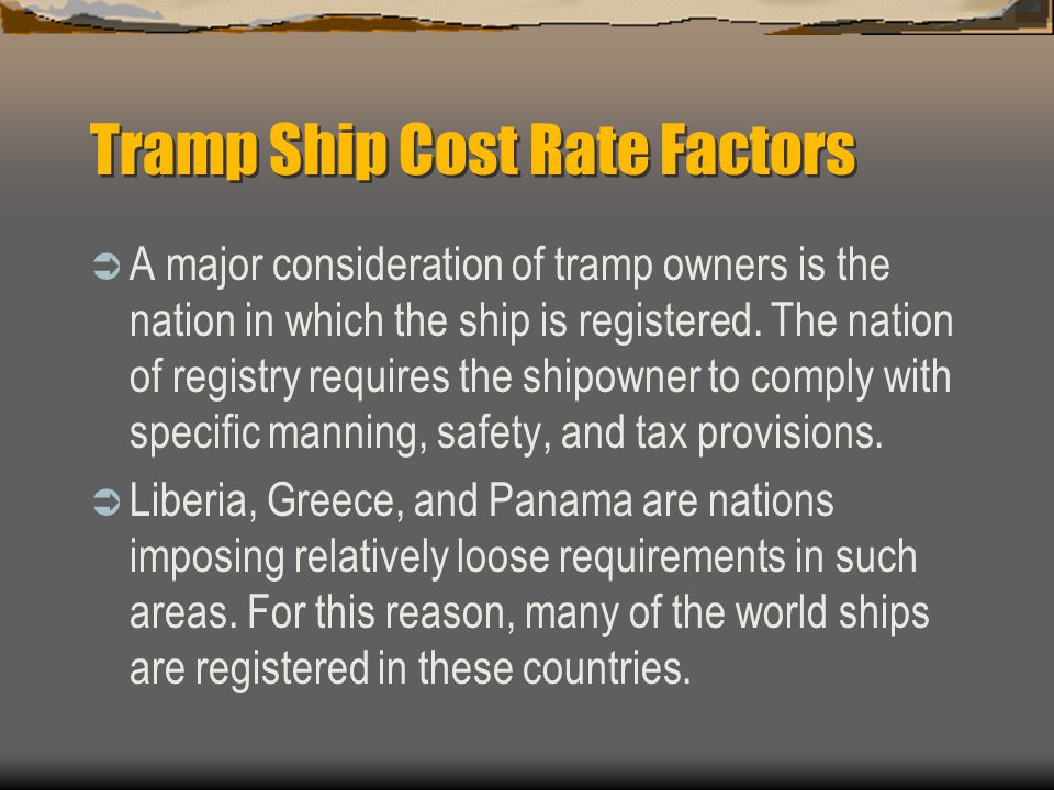 Tramp Ship Cost Rate Factors