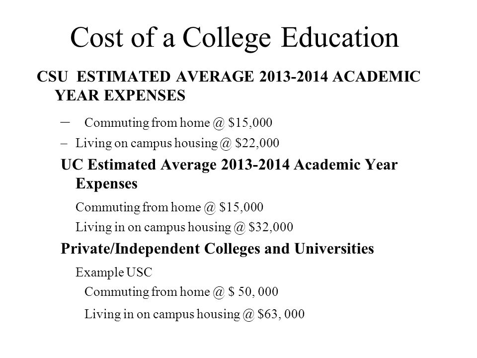 Cost of a College Education