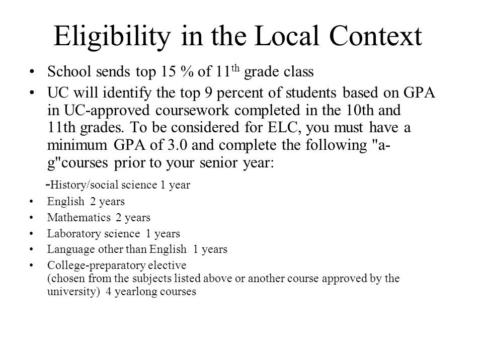Eligibility in the Local Context