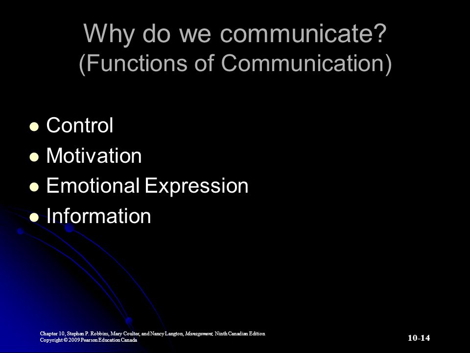 Why do we communicate (Functions of Communication)