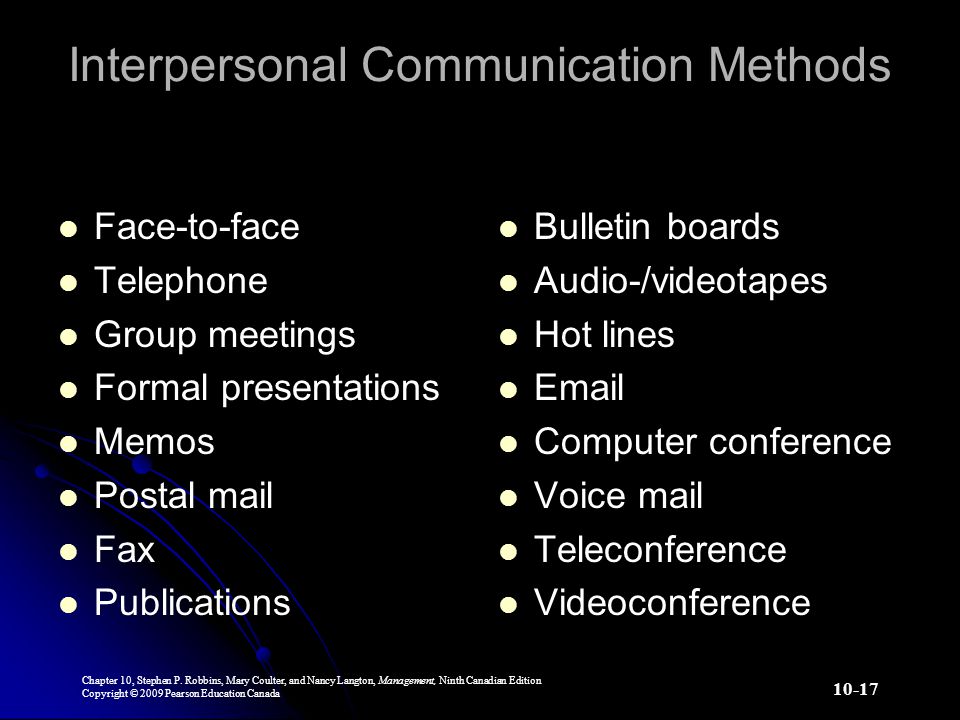 Interpersonal Communication Methods