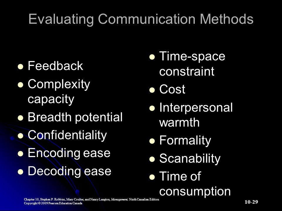 Evaluating Communication Methods