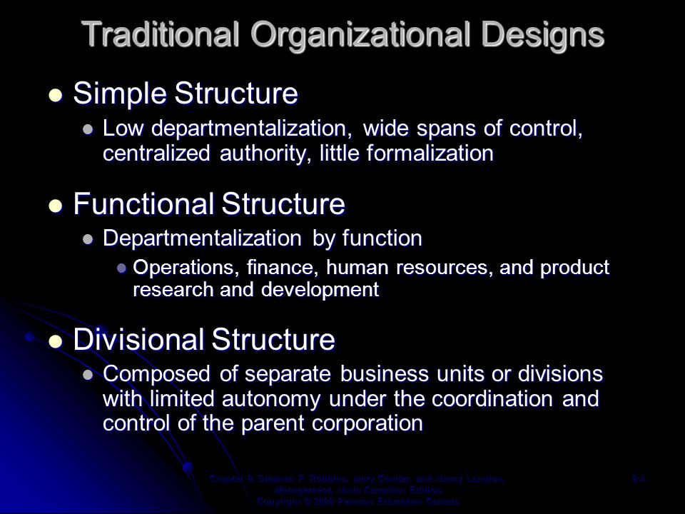 Traditional Organizational Designs