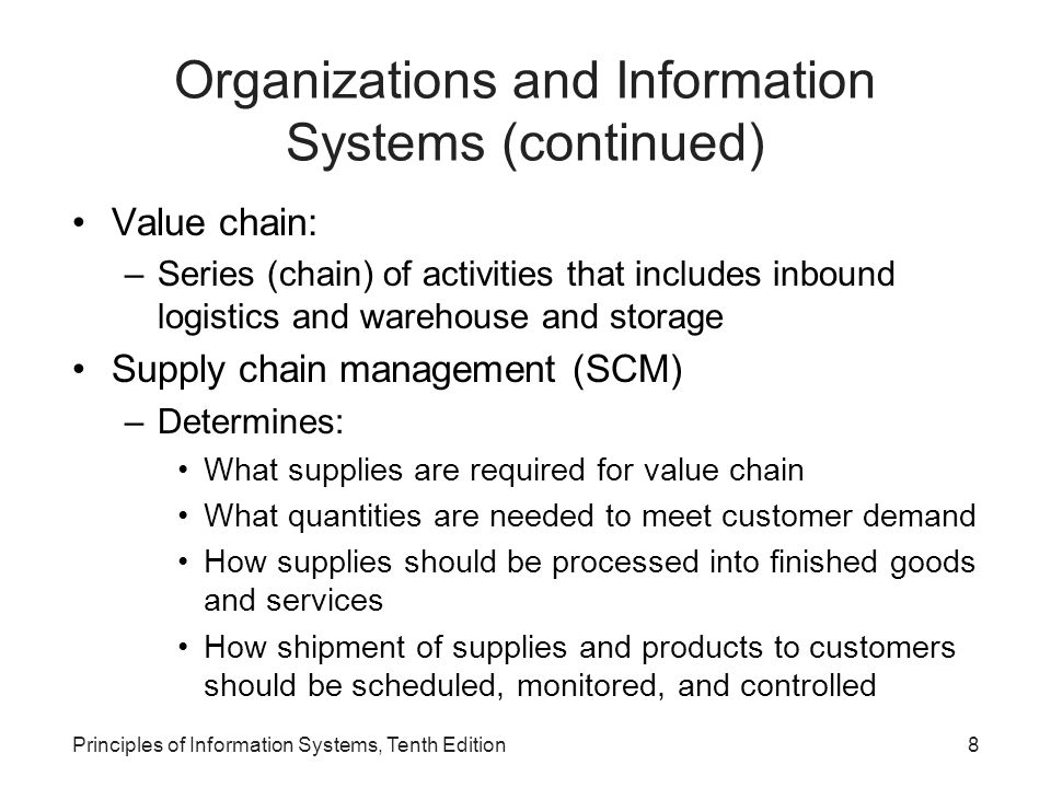 Organizations and Information Systems (continued)