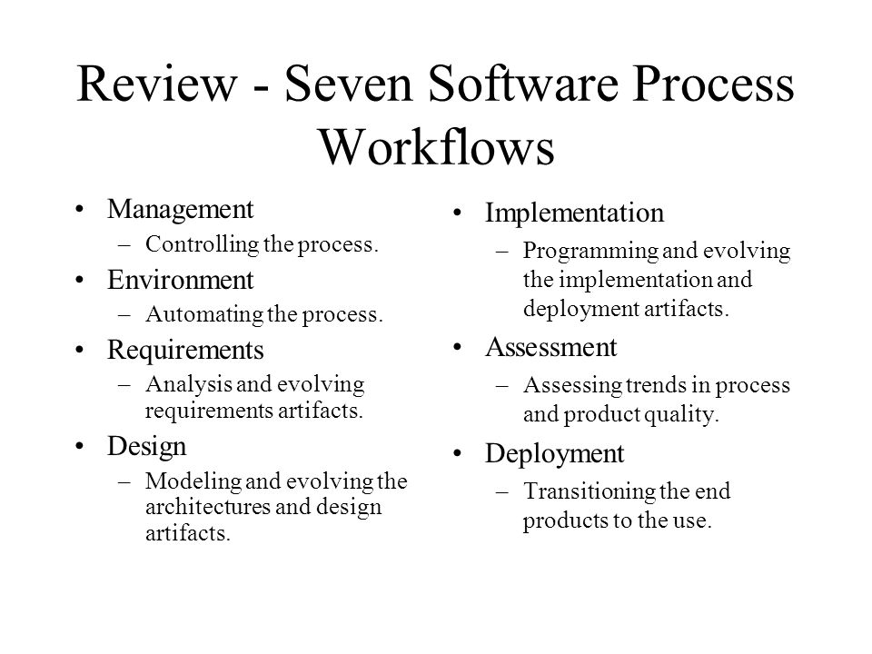 Review - Seven Software Process Workflows