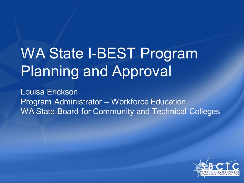 WA State I-BEST Program Planning and Approval