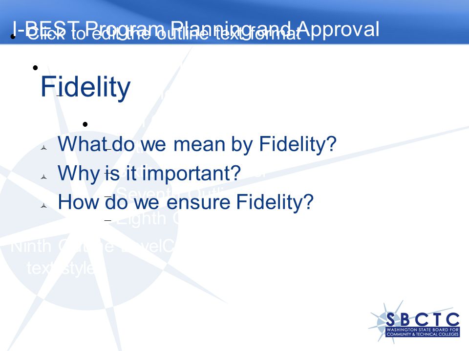 Fidelity I-BEST Program Planning and Approval