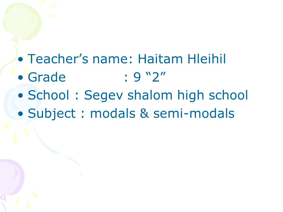 Teacher’s name: Haitam Hleihil